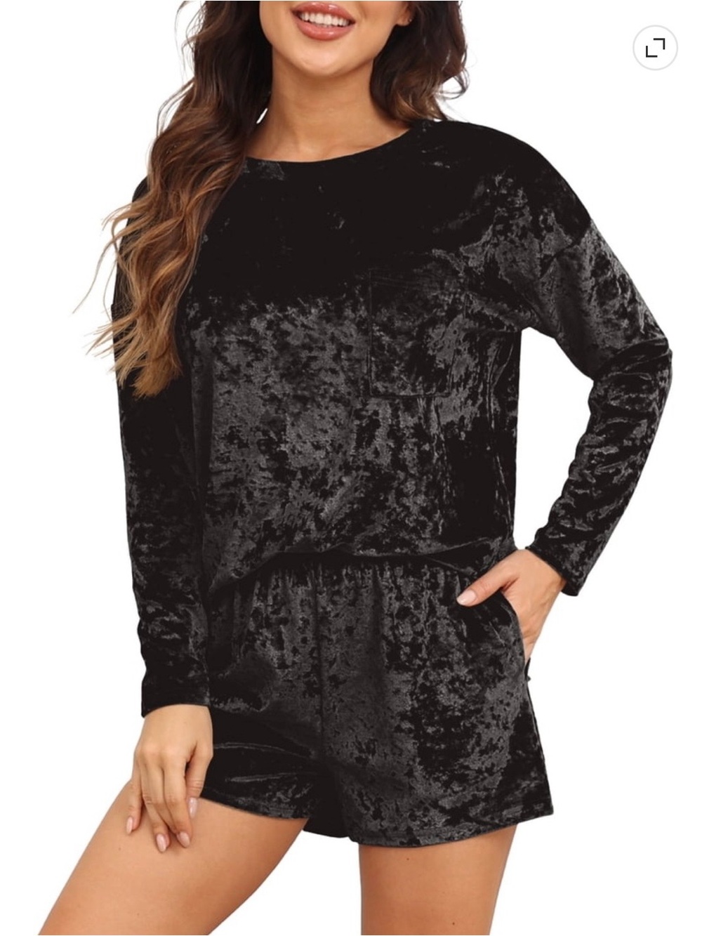 NWOT - Women's Black Velvet Lounge Set - Cozy Intimates